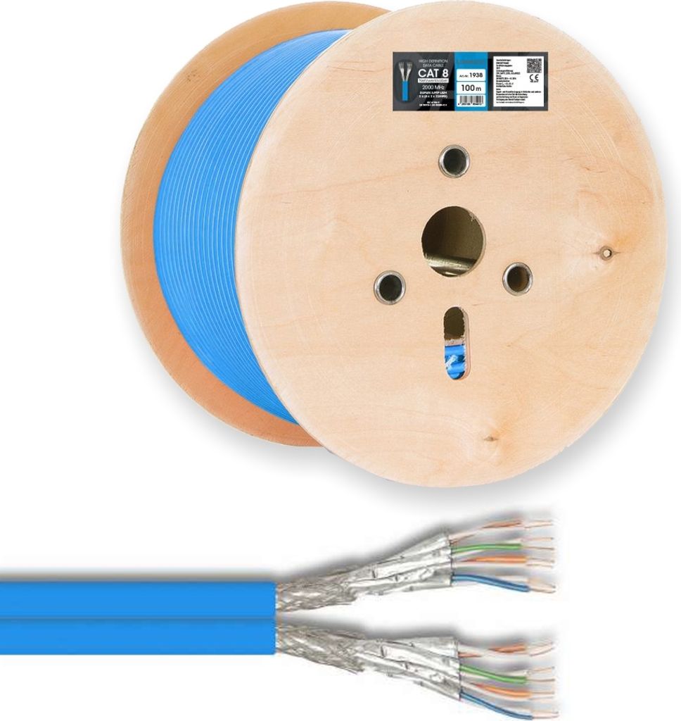 Netzwerkkabel Duplex CAT8 S/FTP AWG22 2000MHz 100m