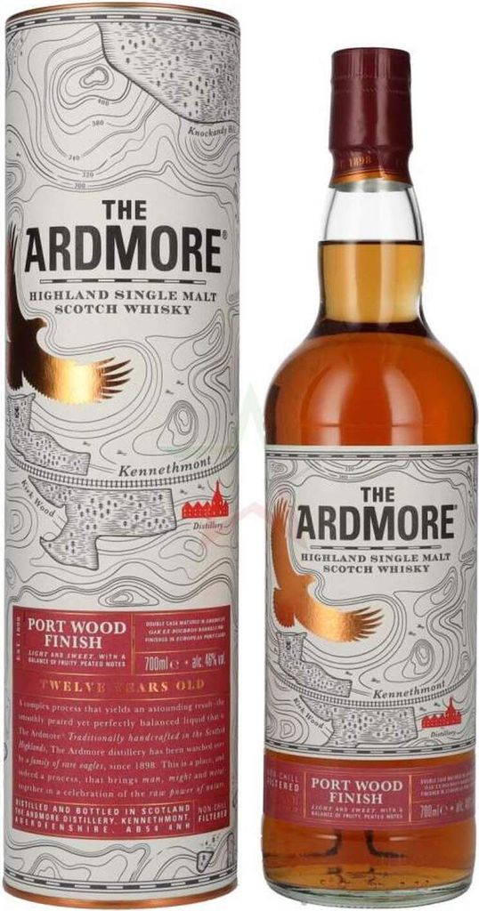 The Ardmore 12 Years Old Highland Single Malt Scotch Whisky PORT WOOD FINISH 46 % 0,70 lt.