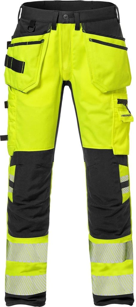 Fristads High Vis Handwerker Stretch-Hose Kl. 2 2707 PLU 127734, Farbe:warnschutz-gelb/schwarz, Größe:C50