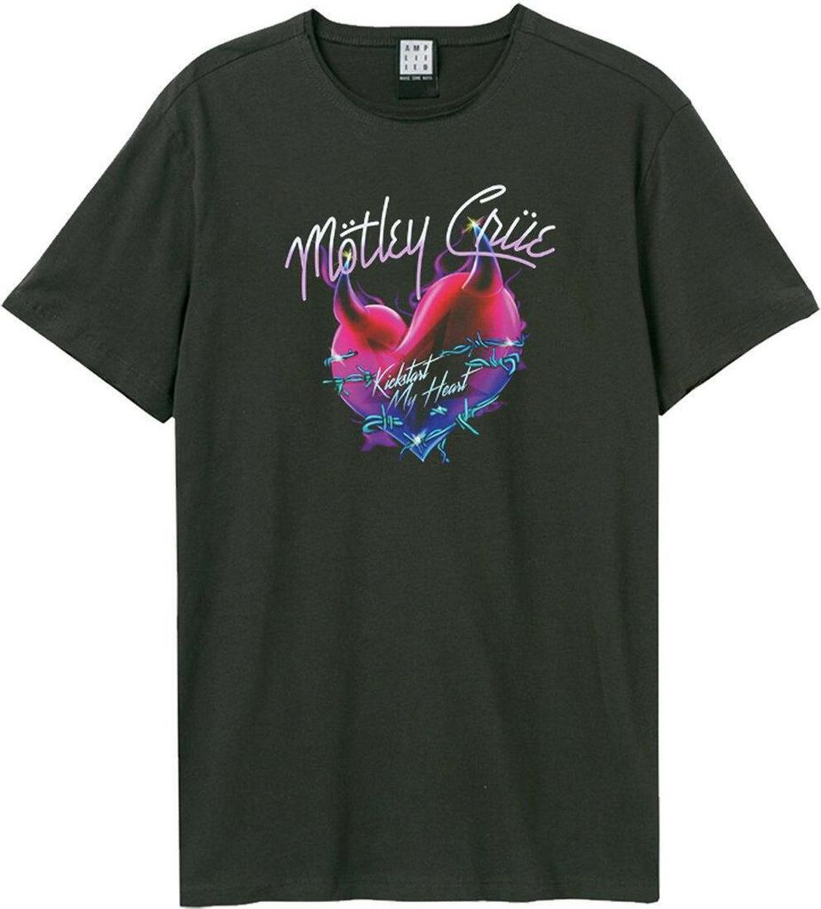 Amplified - "Kickstart My Heart" T-Shirt für Herren/Damen Uni GD719 (L) (Holzkohle)