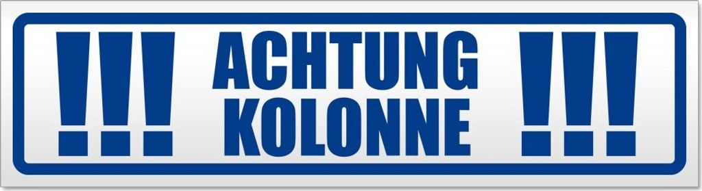 Achtung Kolonne Magnetschild Schild magnetisch