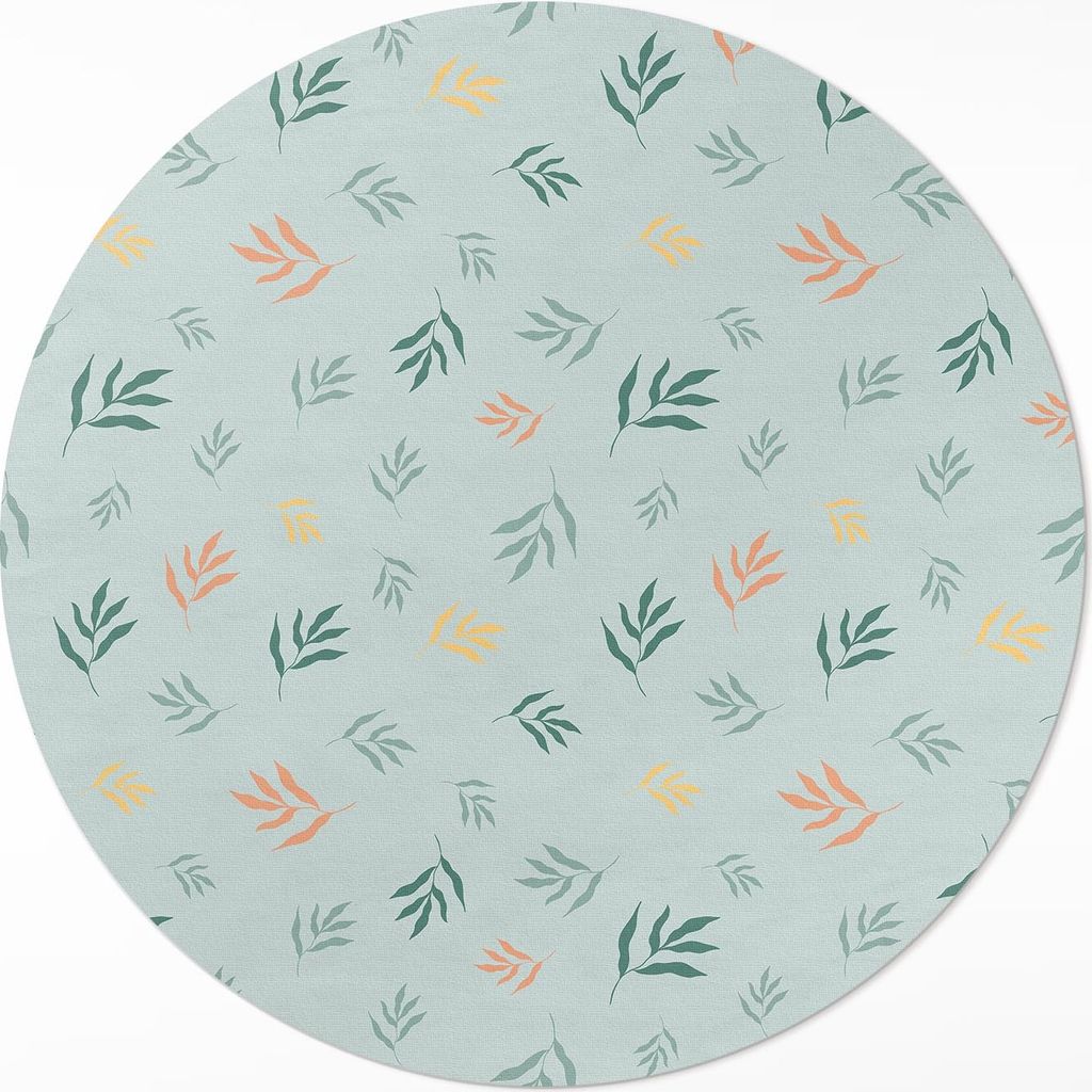 Kleine Zweige Boho-Blumenmotive– Vinylteppich – Indoor Teppich – Flur – Pflegeleicht – Runder Teppich – PVC Teppich – Outdoor Teppich...