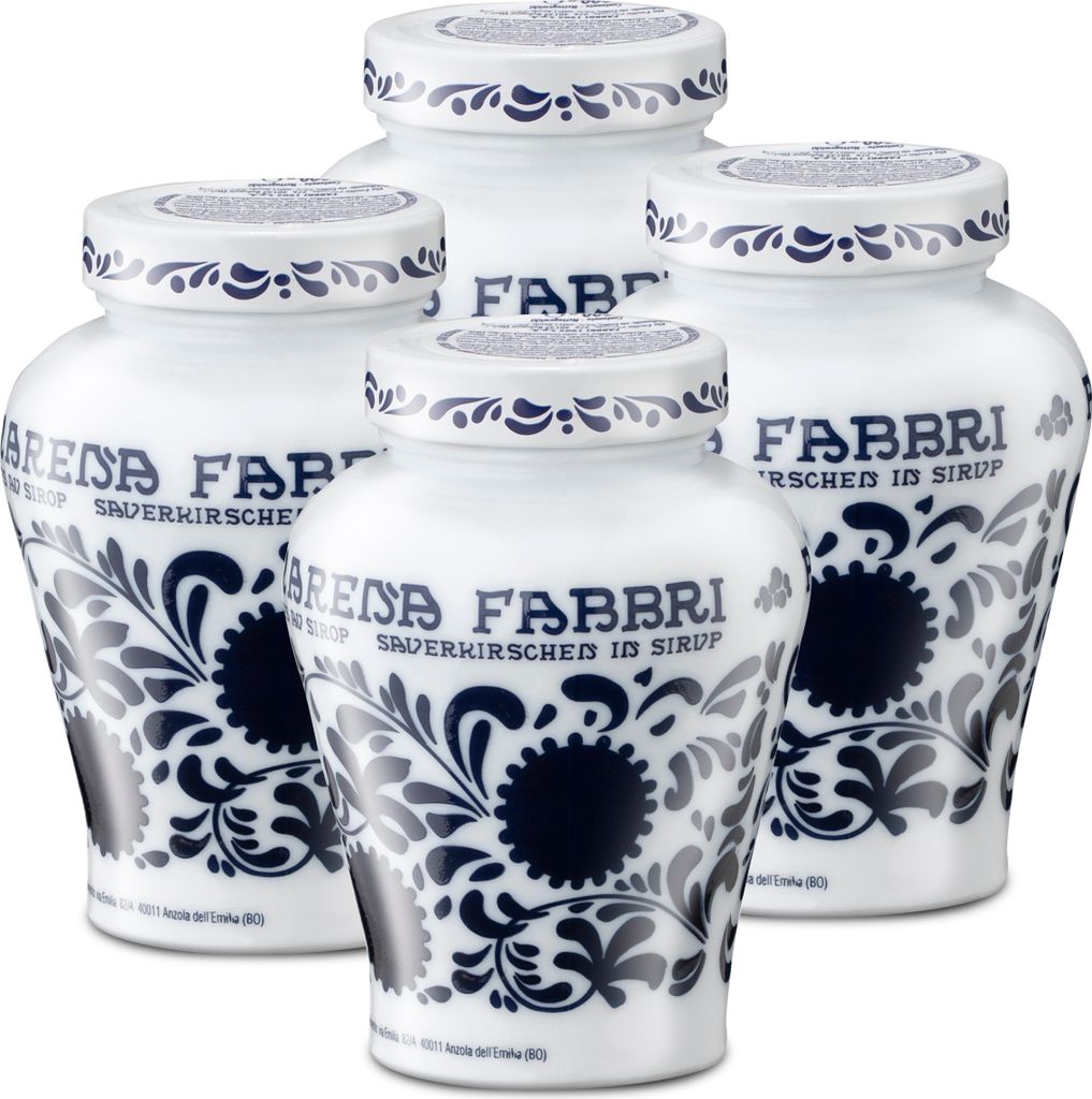 Food-United AMARENA FABBRI 1905 Opaline 4x600g Amarena-Kirschen aus Italien halb-kandiert in Sirup - ohne Aroma- Farb- & Konservierungsmittel & Kos...