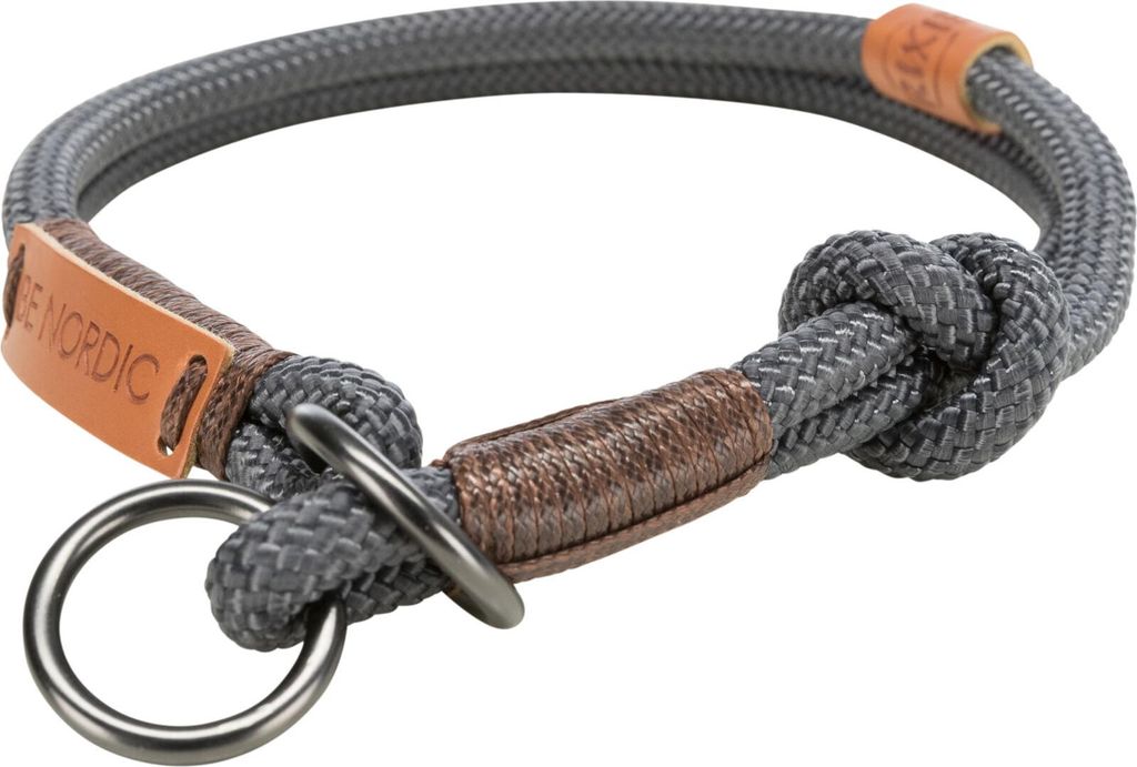 TRIXIE BE NORDIC Zug-Stopp-Halsband - dunkelgrau/braun - 45 cm/ø 8 mm