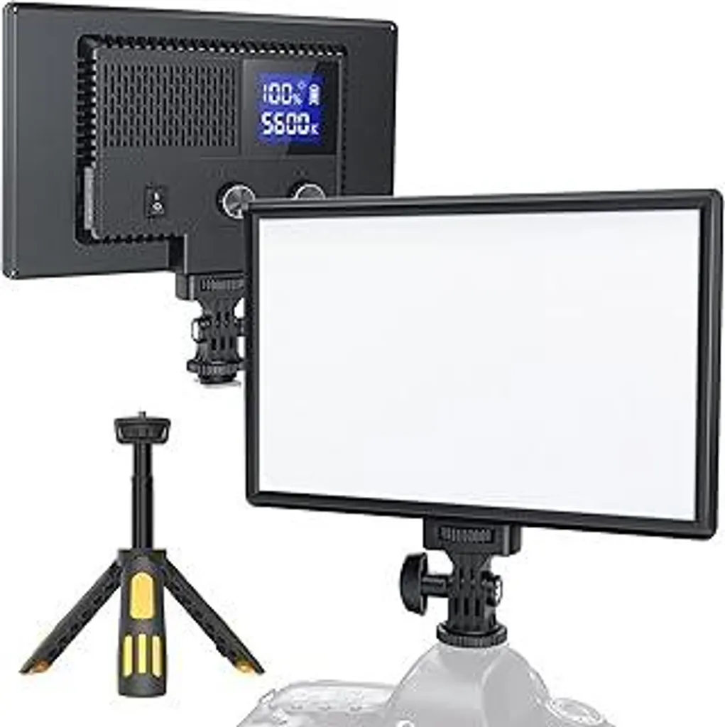RALENO 116 LED Camera Video Light, luce video da 12 W 600 Lux con mini treppiede e batteria integrata da 4000 mAh CRI95+ 3200-5600 K, luce video USB per YouTube TikTok Zoom Fotografia Conferenze Live streaming