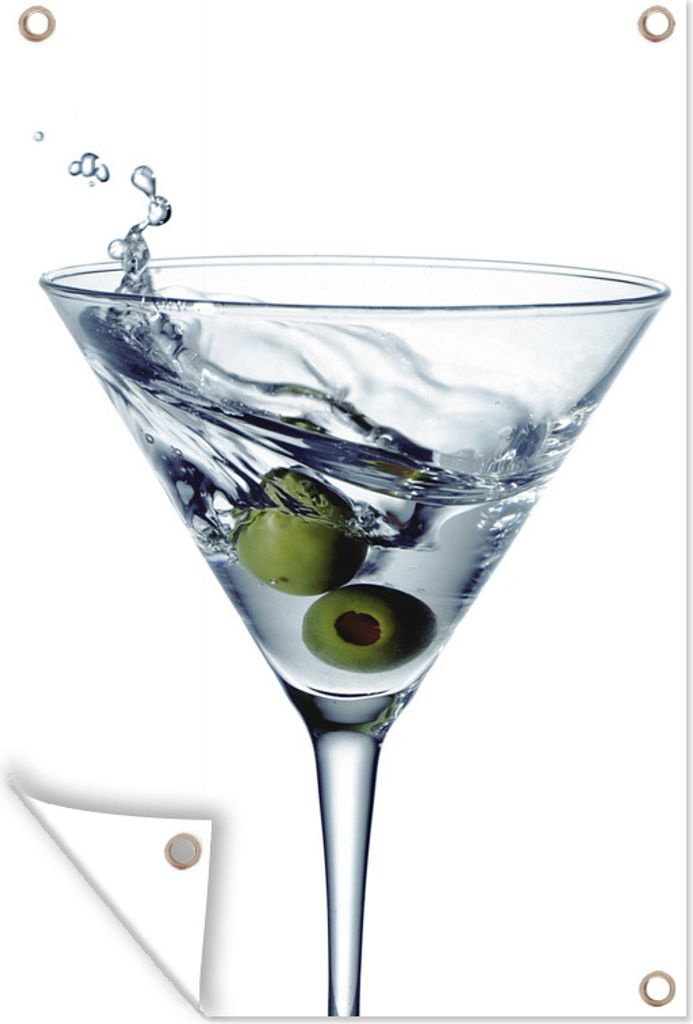 MuchoWow 40x60 cm Outdoor-Poster Gartendeko Sichtschutz Garten Poster für den Garten Leckerer Martini mit zwei Oliven