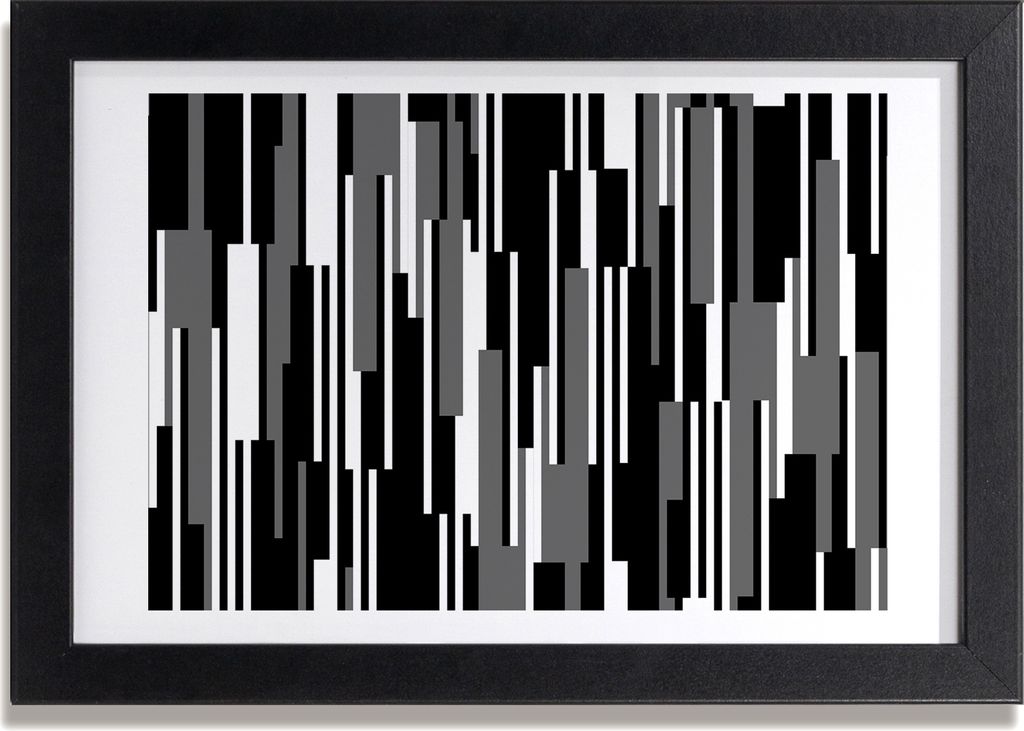 Bild 30x20 MDF-Rahmen, Wandkunst Schwarze und weiße Linien