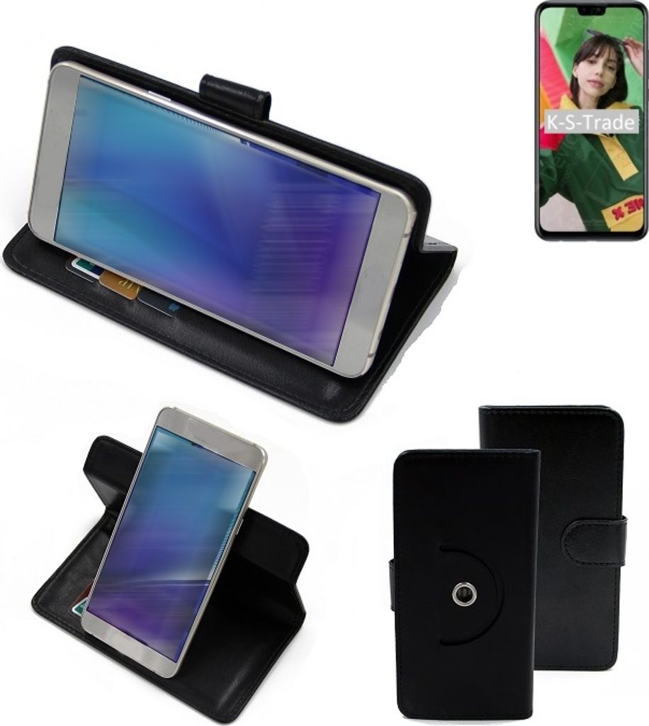 K-S-Trade Case Schutzhülle Handyhülle kompatibel mit Huawei Y8s Flipcase Smartphone Cover Handy Schutz Tasche Klapphülle Walletcase schwarz (1x)