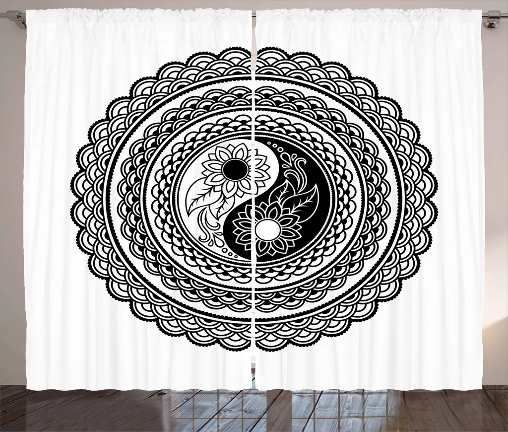 Tenda ABAKUHAUS Bianca e Nera 280x245 cm | Stile Rustico Yin-Yang