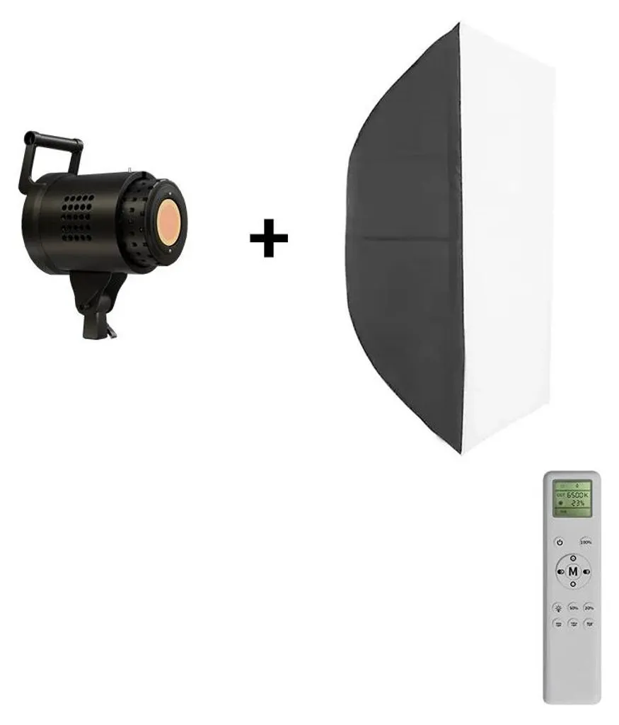 Éclairage vidéo COB anti-ombres avec softbox et trépied de studio