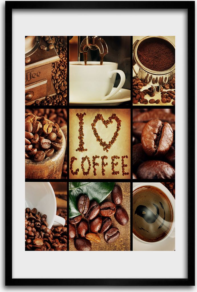 Bild - Bilderrahmen - 40 cm x 60 cm - MDF - Rahmen - Wandkunst - Kaffee-Collage