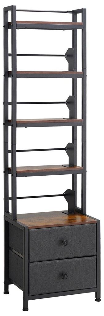 Media Storage Cabinet, 4-Shelf DVD Shelf Organizer with Drawers, 40 x 30 x 143.5 cm Multimedia Storage Organizer for CDs, DVDs, Books and Games, CD...