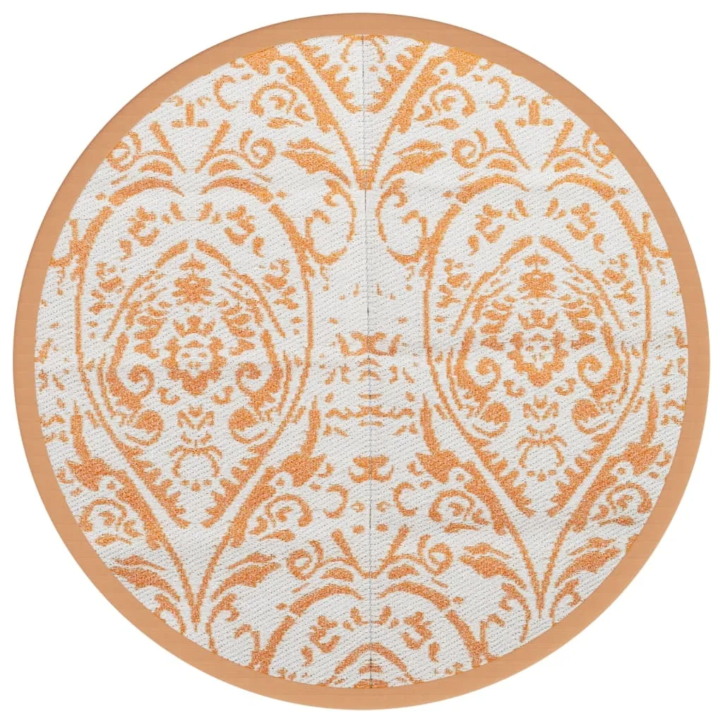 Tapis extérieur ARAKIL Ø200 cm résistant aux UV orange et blanc PP