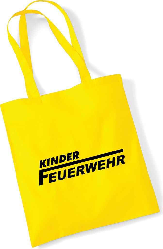 Huuraa Jutebeutel Kinder Feuerwehr Schriftzug 10 Liter Yellow Baumwolle Tasche Geschenkidee