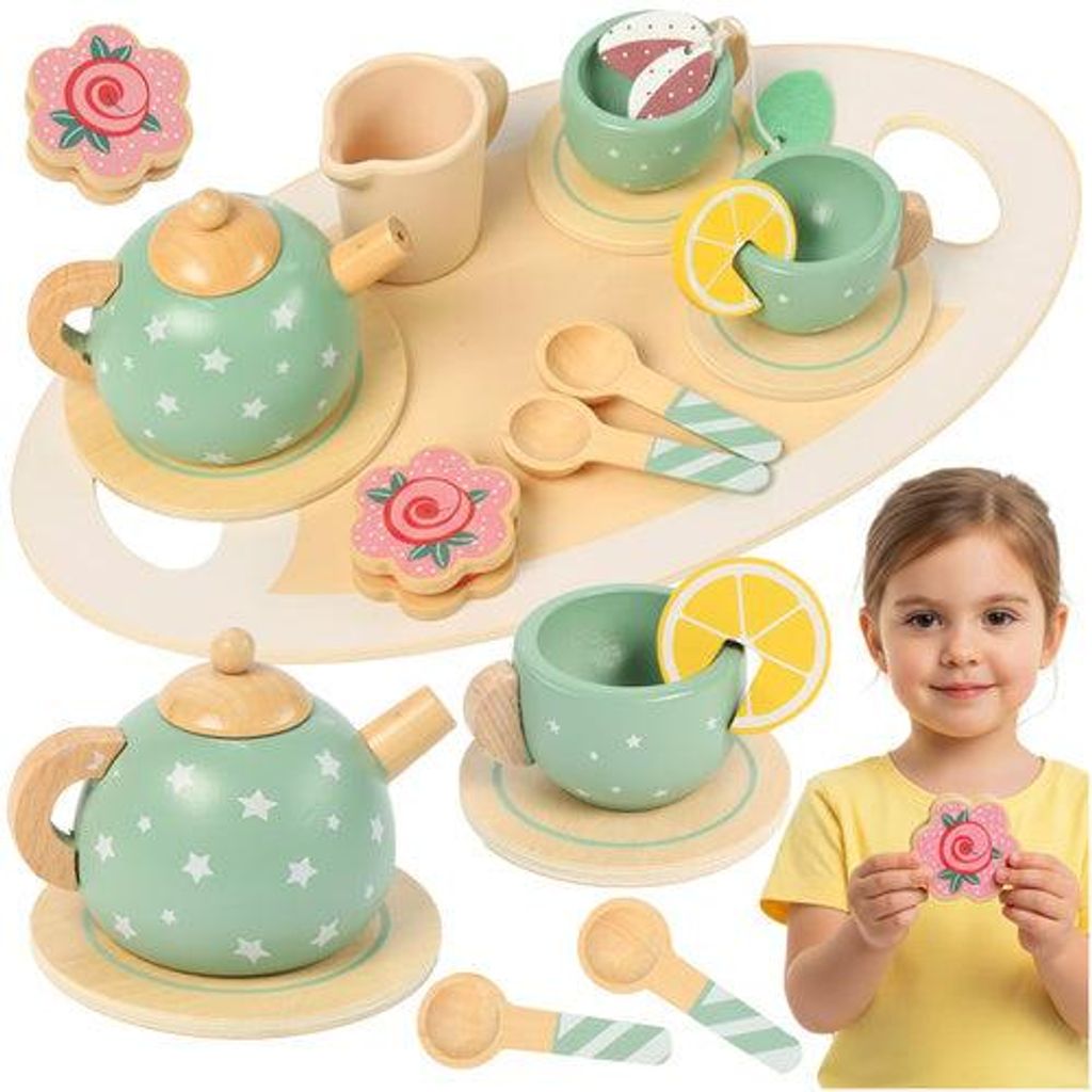 Kinder-Teeservice aus Holz - 15-teiliges Spielset