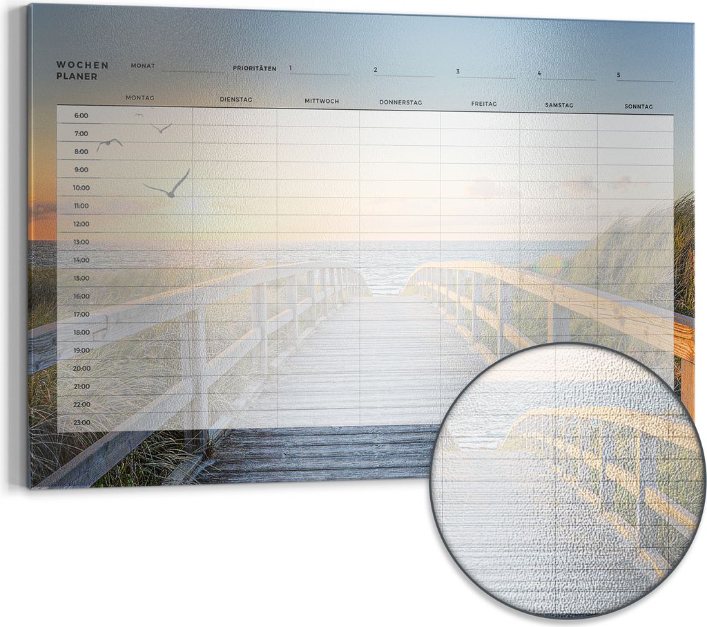 DEQORI Magnettafel Metall 90x60 cm 'Terminplaner Ostsee (DE) ' Whiteboard Pinnwand Büro