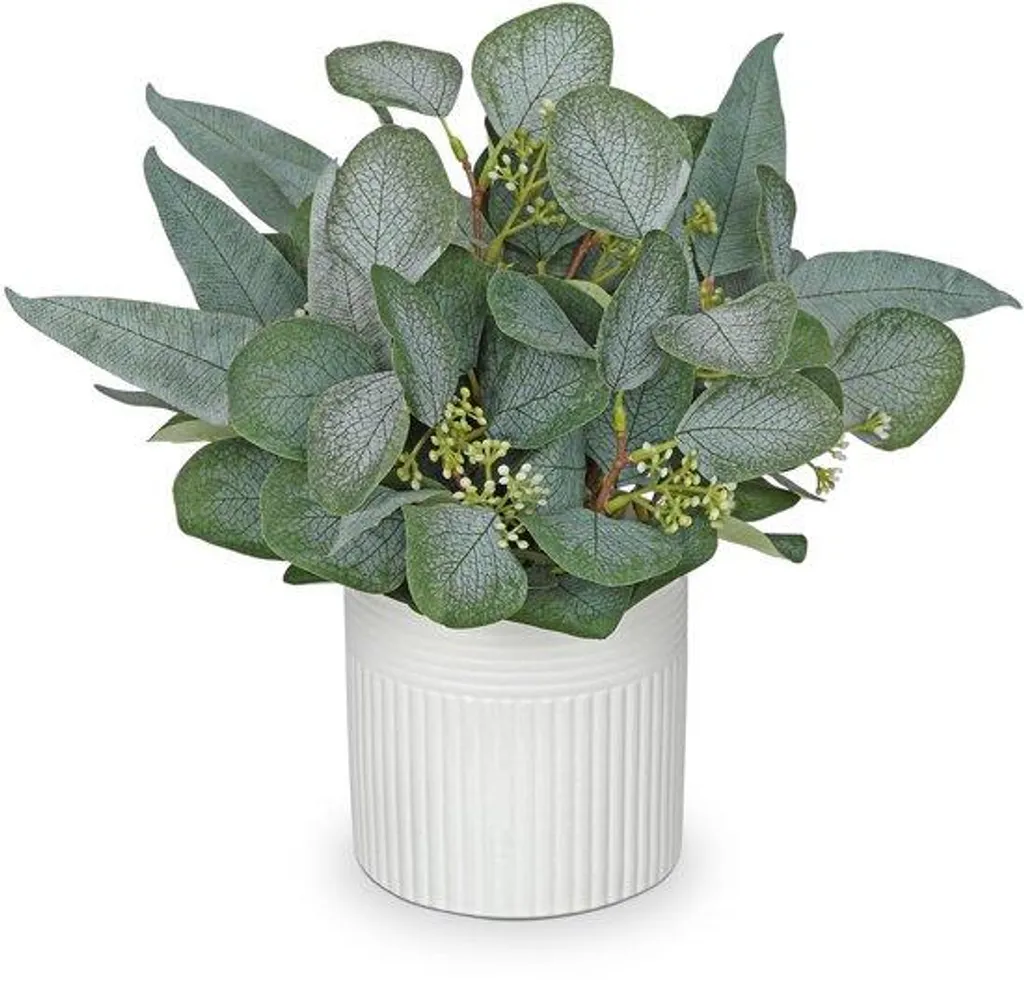 Eucalyptus artificiel en pot céramique déco salon et bureau - 35cm