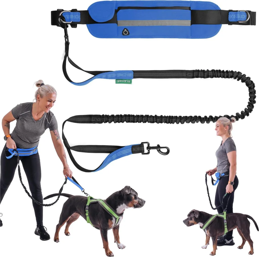 Guinzaglio Running FIT4MED Blu: Cintura Mani Libere 75-98cm