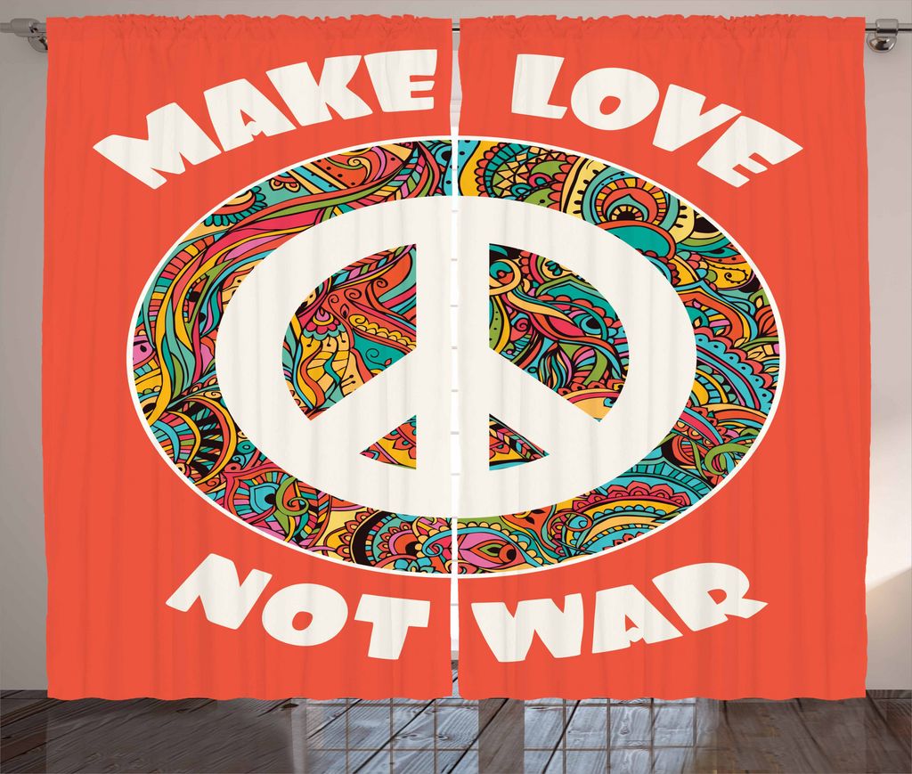 ABAKUHAUS Hippie Rustikaler Vorhang, Geschichte der Jugendgeschichte, Wohnzimmer Universalband Gardinen mit Schlaufen und Haken, 280 x 225 cm, Kora...