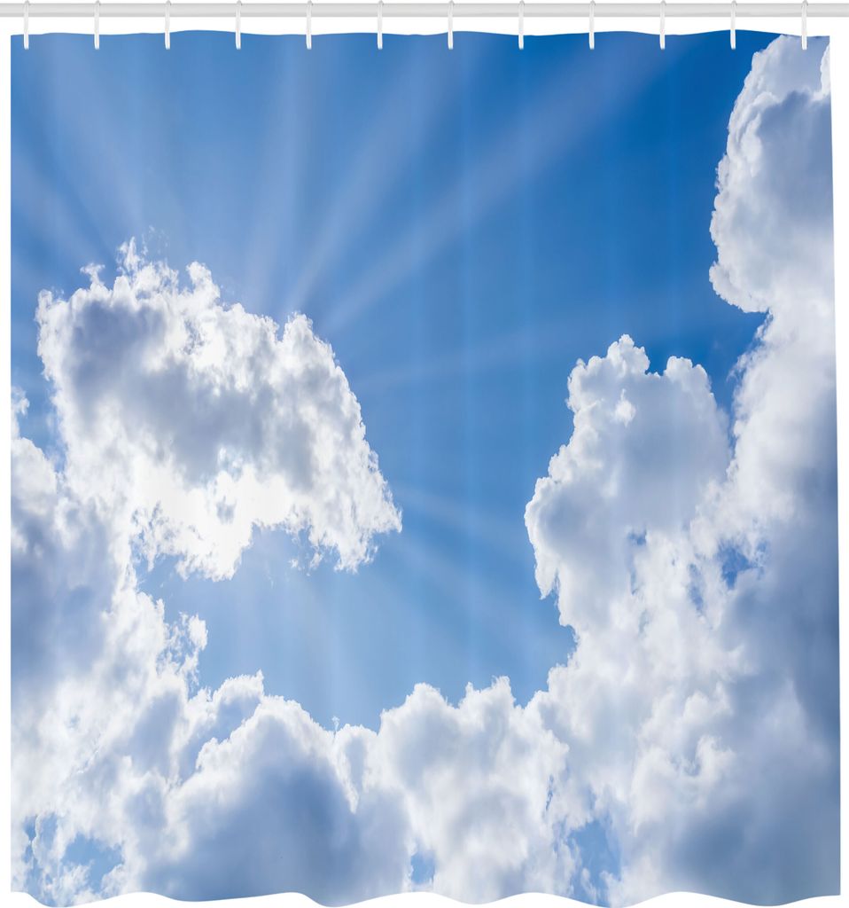 ABAKUHAUS Landschaft Duschvorhang, Sonnenstrahlen, Die Durch Die Wolken Künstlerische Natur Szenen Brechen Druck, Stoffliches Gewebe Badezimmerdek...