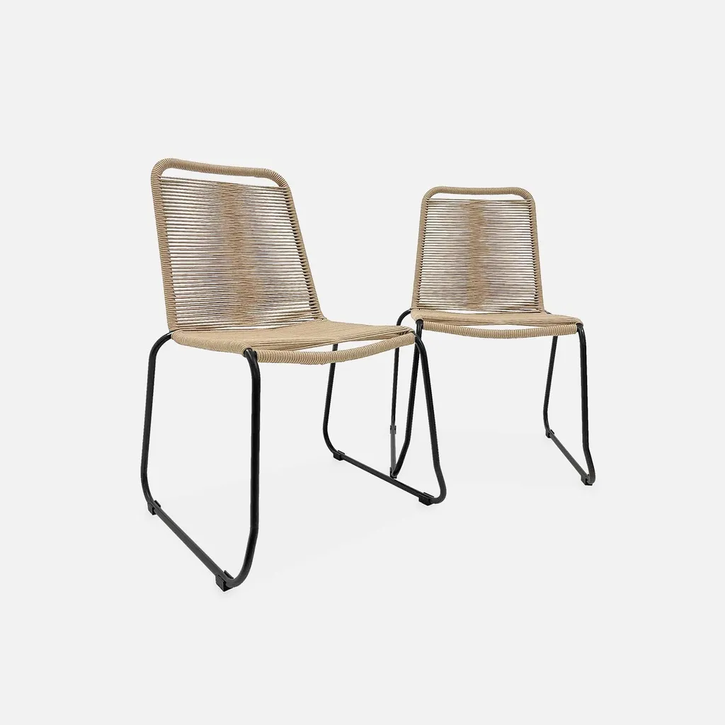Set 2 Sedie Outdoor Corda Beige | Atmosfere Mediterranee
