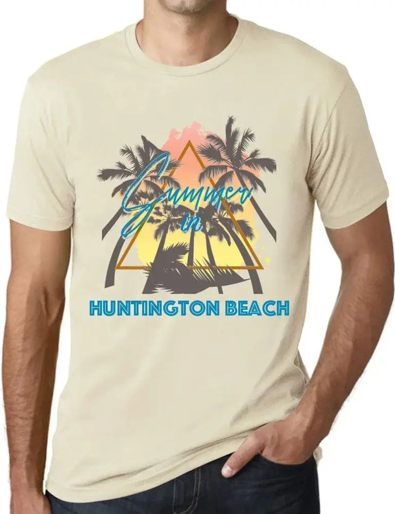 Herren Grafik T-Shirt Palmen Sonnenschein Sommer in Huntington Beach – Palm, Sunshine, Summer In Huntington Beach – Öko-Verantwortlich Vintage