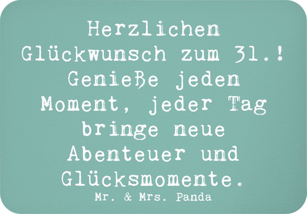 Mr. & Mrs. Panda magnet Spruch 31. Geburtstag - Meeresbrise - Geschenk, haftmagnet, personalisierte Geschenke, whiteboardmagnet, unvergessliches Er...