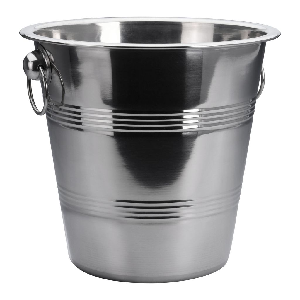 Edelstahl Eiseimer Ø 22 cm mit Griffen Fassungsvermögen 4 L Eiskübel Sektkühler Weinkühler Wein Sekt Kühler