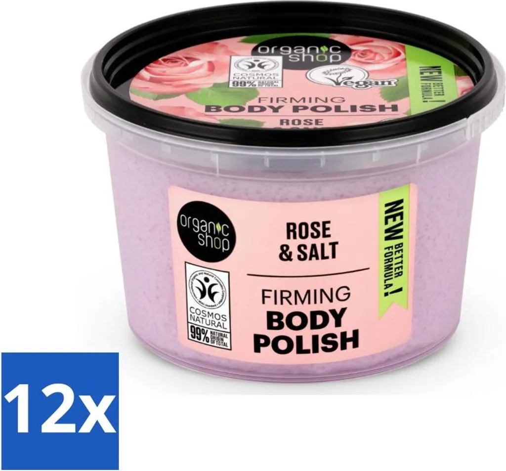 Scrub Corpo Rosa Organic Shop 250ml - Offerta 12 Pezzi Famiglia