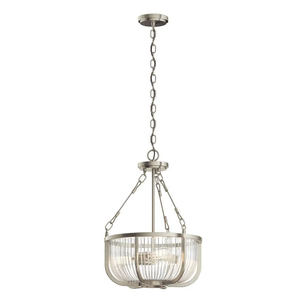 Suspension Quintiesse Roux 3xE27 60W en nickel brossé pour salon chic