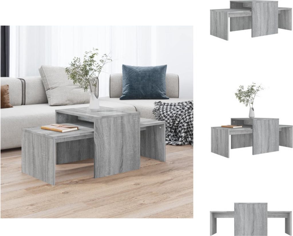 vidaXL Couchtisch-Set Grau Sonoma 100x48x40 cm Holzwerkstoff - Couchtische