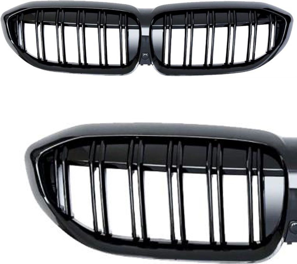 Kühlergrill Sportgrill mit DOPPELRIPPE in Schwarz Glanz Sport Ausführung für BMW