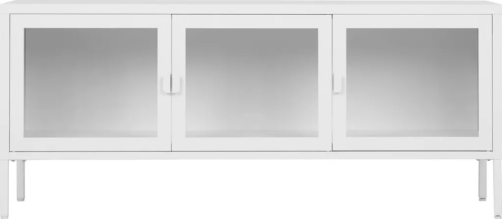 Meuble Télévision Brisbane Blanc Brillant 140cm avec Portes Push-to-Open