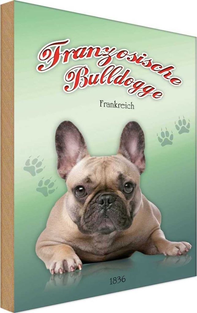 vianmo Holzschild 30x20 cm Hund Französische Bulldogge Tier Haustier