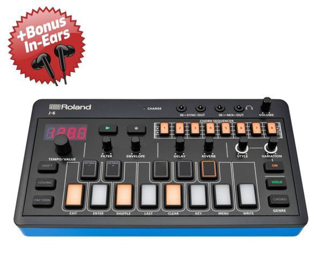 Roland Aira J-6 Chord Synthesizer + Bonus In-Ear Kopfhörer