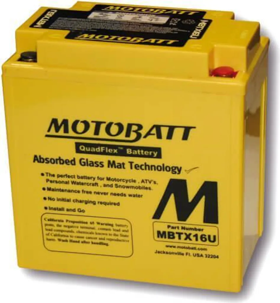 Batterie Moto AGM MOTOBATT MBTX16U 12V 19Ah étanche et sans entretien