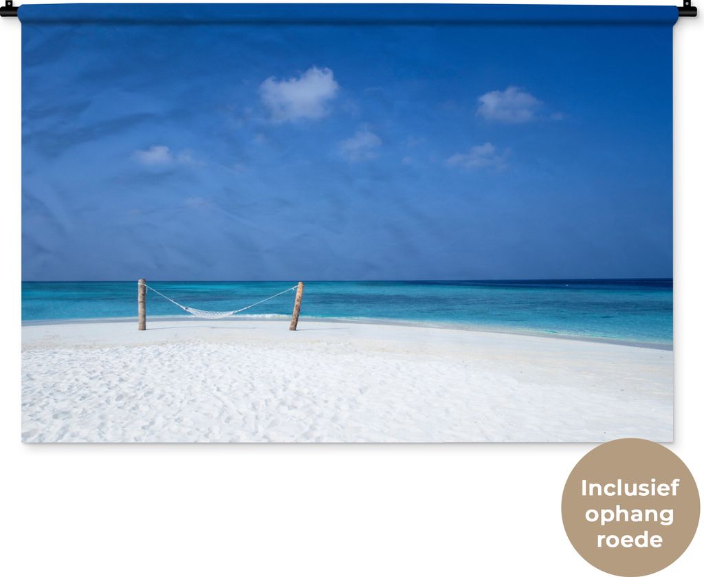 MuchoWow Wandteppich Wandbehang Strand - Hängematte - Himmel 120x80 cm Tapisserie Dekoration Wandtuch - Wanddekorationen - Wandtücher