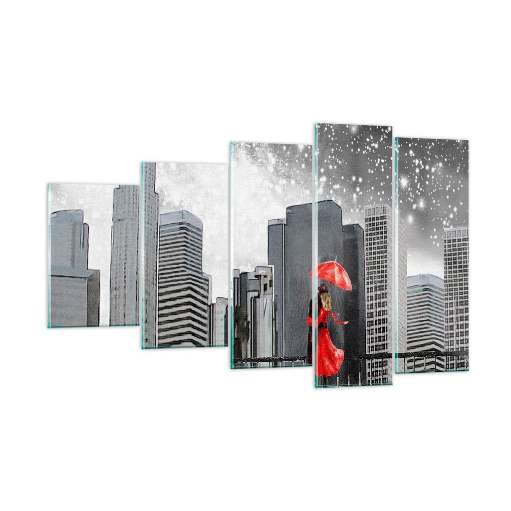 Bilder auf glas - Stadt Haus Straße - 100x60cm - Glasbilder - Wandbilder - Kunstdruck - zum Aufhängen bereit - Wanddekoration aus Glas - Glas Bil...