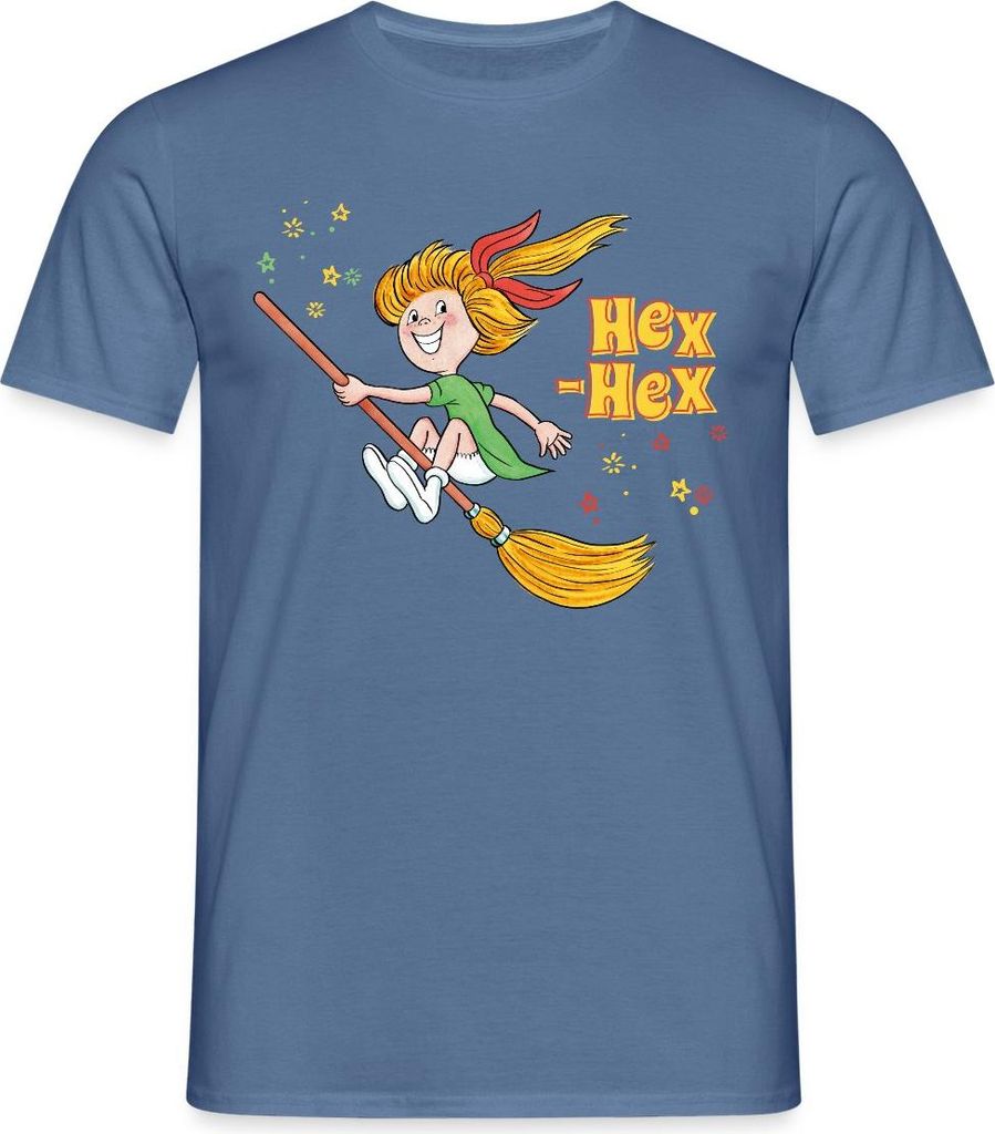 Spreadshirt Bibi Blocksberg Mit Bibi Und Kartoffelbrei Männer T-Shirt, XL, Taubenblau