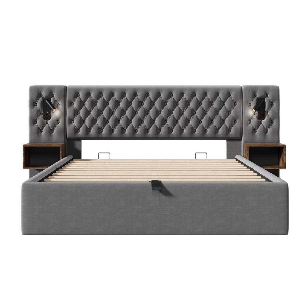 Flieks Hydraulisches Polsterbett 180x200cm mit USB und Produktbild 