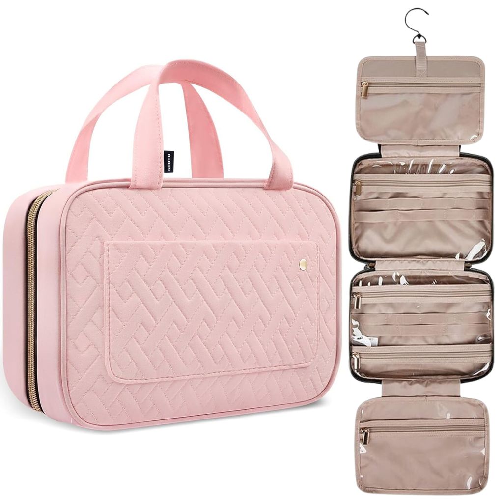 Kioto Kulturbeutel zum Aufhängen Kulturtasche für Reisen Kosmetiktasche mit stabilem Haken Toiletten-Organizer für Damen und Herren, Rosa