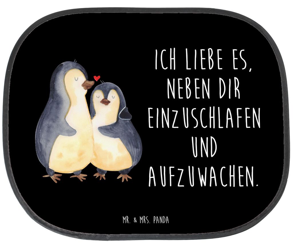 Mr. & Mrs. Panda Sonnenschutz Auto Pinguine Einschlafen - Schwarz - Geschenk, Valentinstag, Freund, Sonnenblende, blendschutz, Hochzeitstag, Freund...