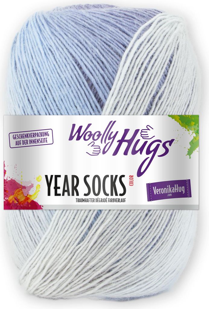 Woolly Hugs Year Socks 100g Sockenwolle/Dochtgarn mit Degradé-Farbverlauf, Perfekt für Double-Face Stricken, Strickgarn für Socken, Schals & Acc...
