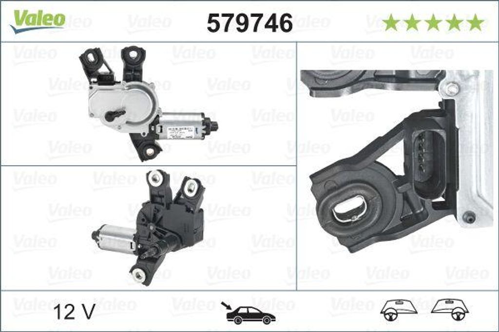 VALEO 579746 Wischermotor OE 1K6955711C kompatibel mit Golf Plus, Golf V, Passat 3C, Tiguan