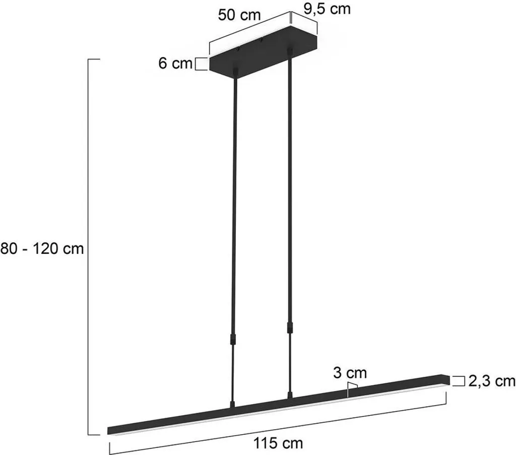 Lampe LED à suspendre noire L 155 cm intensité variable et réglable - 4