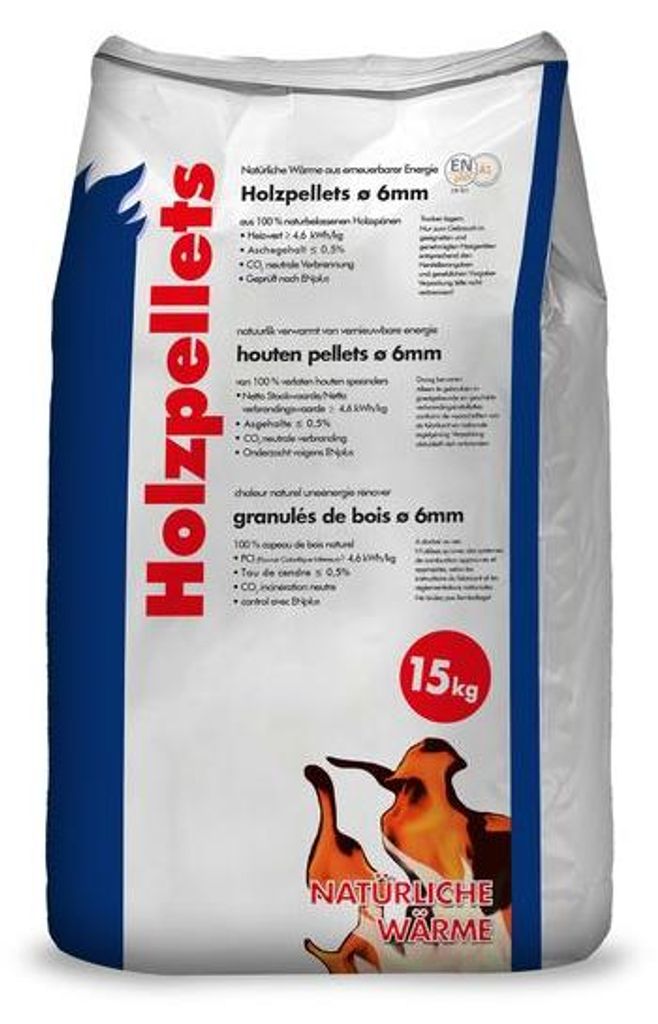 Holzpellets 6mm, 15 kg Sack – Hoher Heizwert, ohne Produktbild 