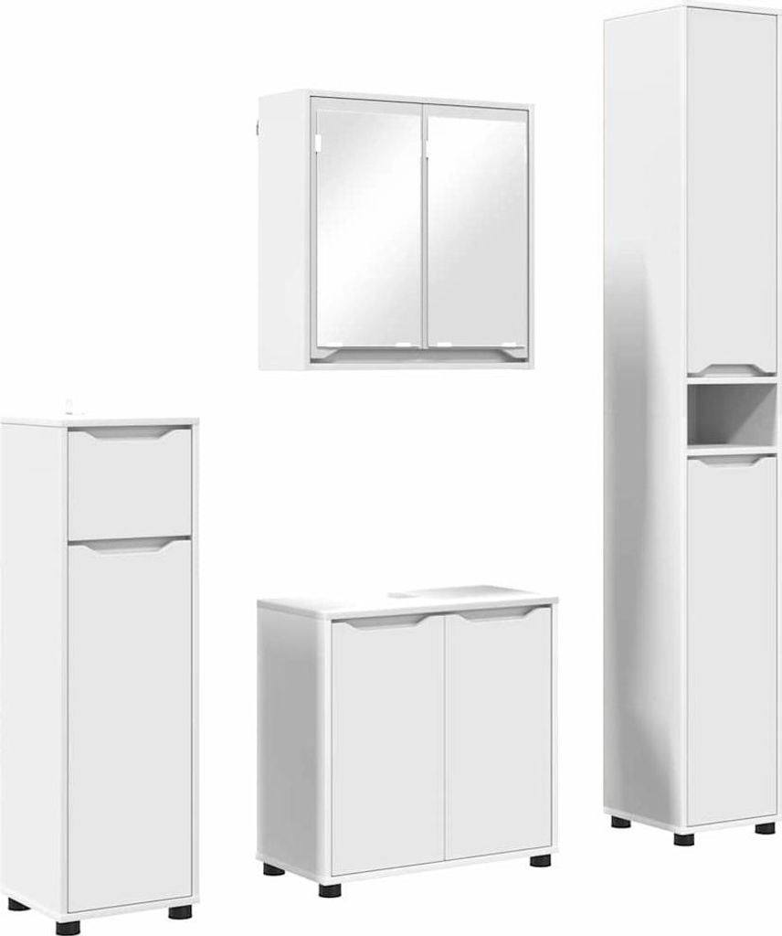 Badezimmermöbel-Set mit Schubladen 4 pcs Weiß Holzwerkstoff