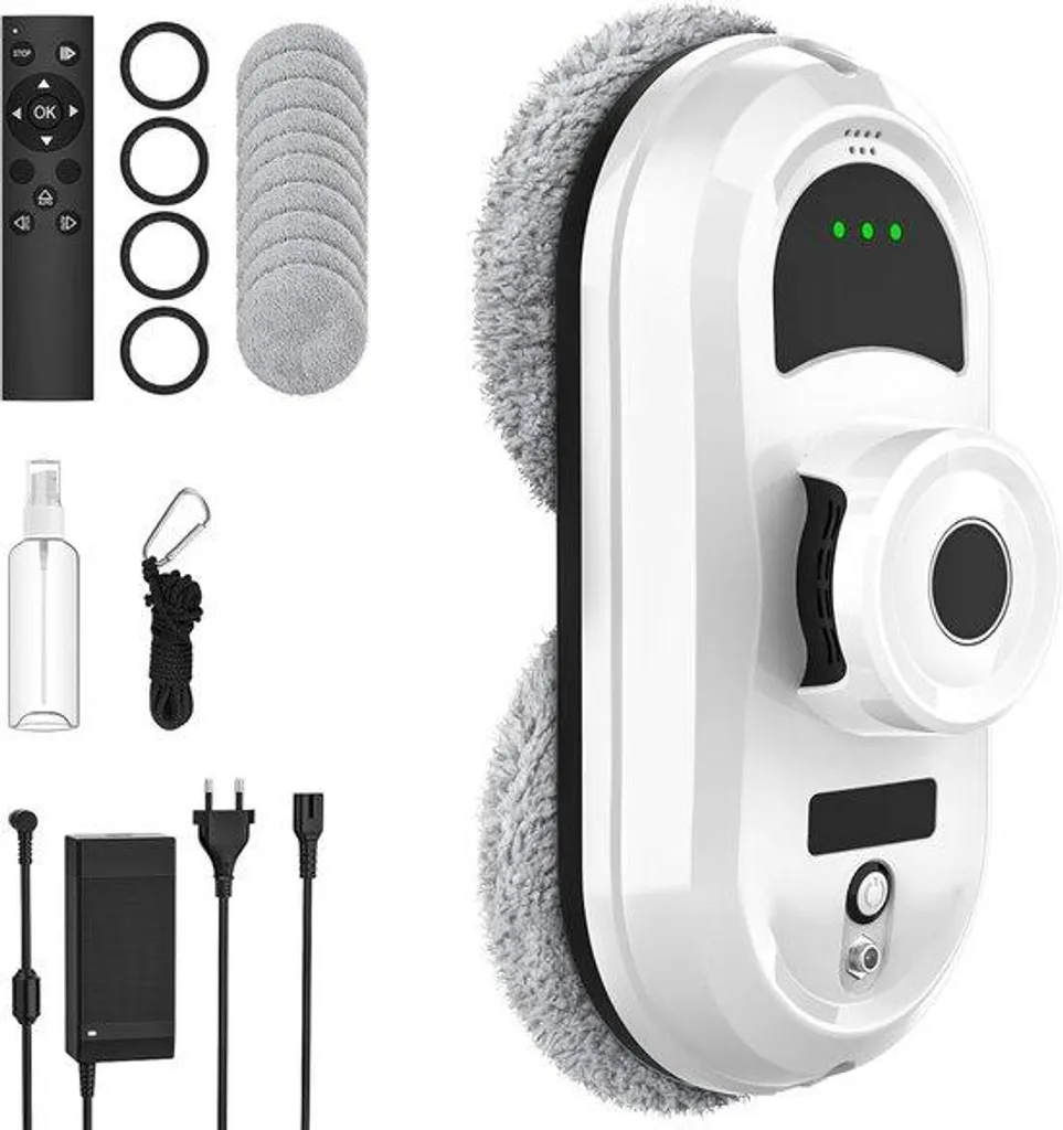 Robot lave-vitres 5600 Pa intelligent avec télécommande et 10 chiffons