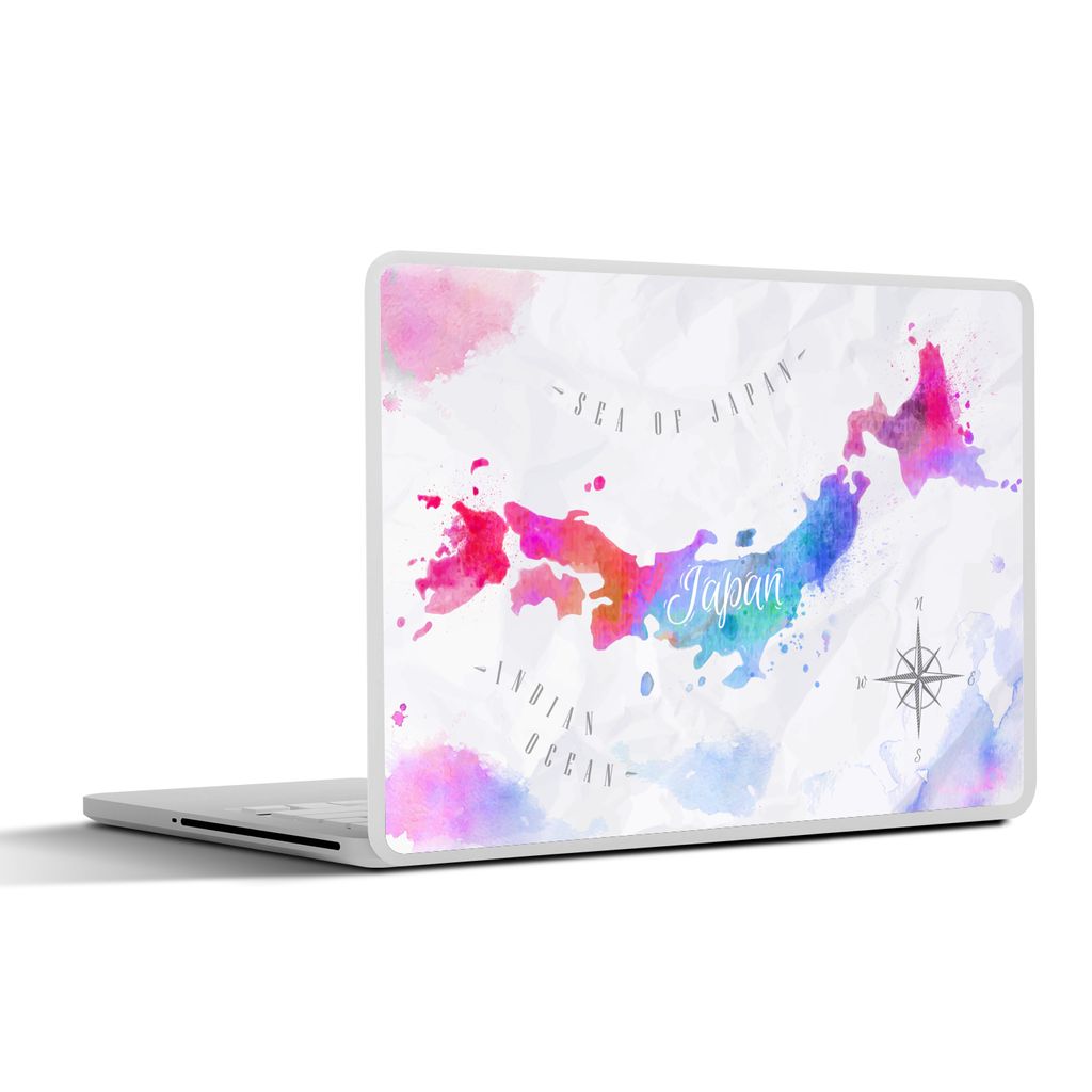 MuchoWow Laptop Aufkleber Sticker Cover Weltkarte - Farben - Japan 25x18 cm - Laptop-Deko