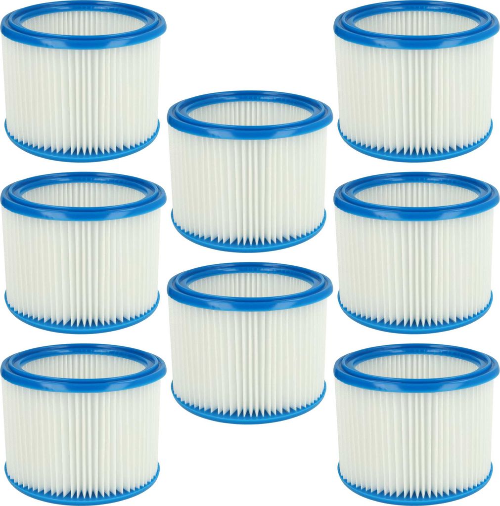 vhbw 8x Faltenfilter kompatibel mit Mirka 915 L PC, 1025 L PC Staubsauger - Patronenfilter Blau Weiß